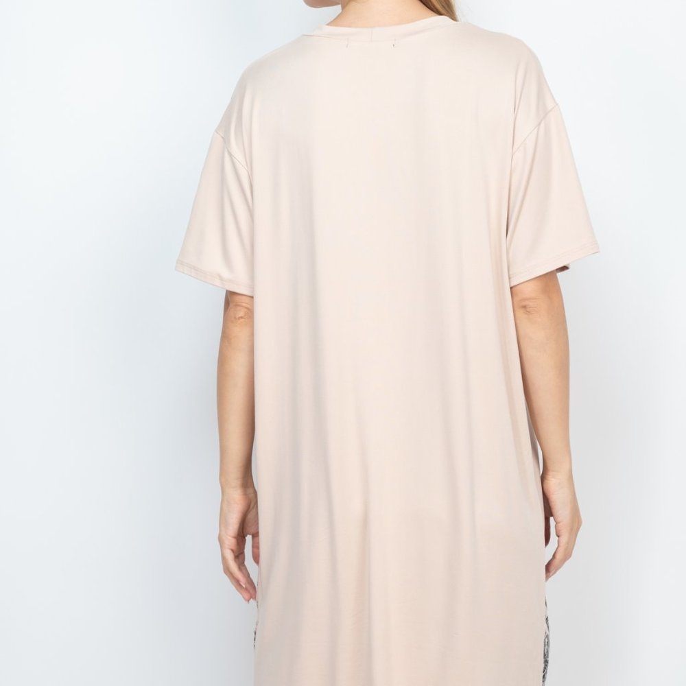 Wings Print t-shirt Dress Taupe - Picture 2 of 3